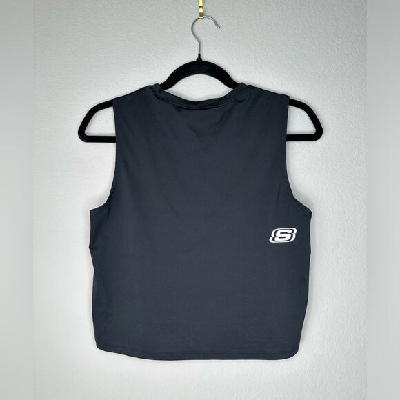 SKECHERS Womens GoRun Active Black Short Sleeve Workout Crop Tank Top Size XS - Picture 4 of 5